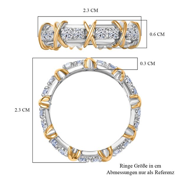 LUXURIANT DIAMANT - Lab Grown Diamant VS-EF Ring 925 Silber Rhodiniert und 750 Gelbgold Vermeil (Größe 17.00) ca. 1,01 ct image number 5