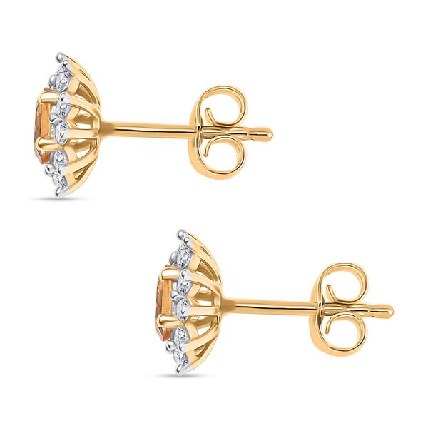 AA Gelber Saphir, Wei&szlig;er Zirkon Ohrringe 925 Silber 750 Gelb Vergoldet ca. 1.07 ct image number 4