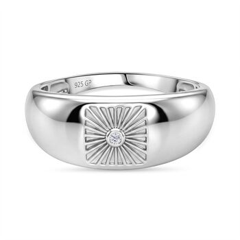 GP - Wei&szlig;er Diamant, Kanchanaburi Blauer Saphir Ring 925 Silber rhodiniert (Gr&ouml;&szlig;e 20.00)