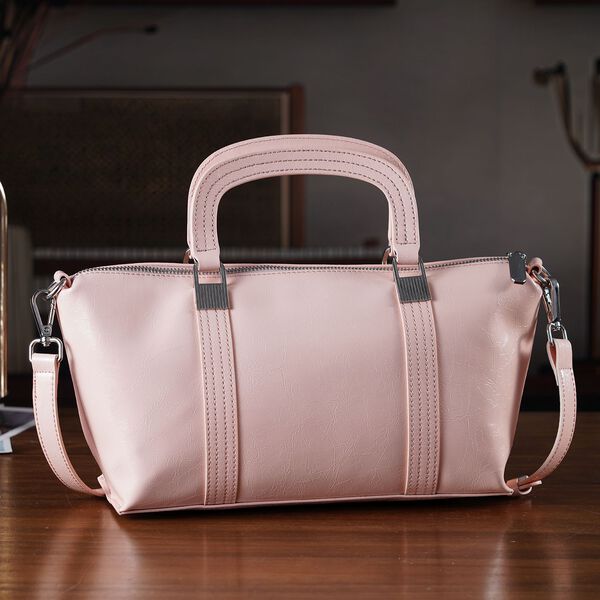 Eleganter Leder Crossbody Tasche im Clean Chic Look 27 x 17 x 10 cm Ros&eacute; image number 2