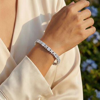 Wei&szlig;er Zirkonia Armband ca. 19 cm Nickelfreies Messing 5.00 ct