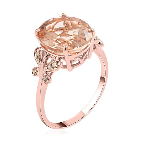 LUXORO AAA Marropino Morganit und Diamant Ring in 585 Ros&eacute;gold - 4,40 ct. image number 3