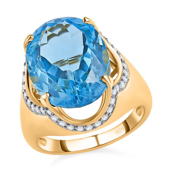 Himmelblauer Topas und Zirkon-Ring - 12,54 ct. image number 3