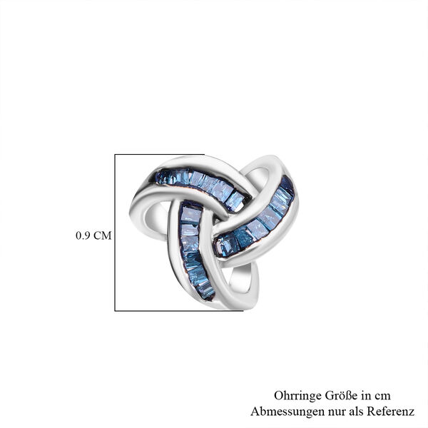 Liebesknoten blaue Diamant-Ohrstecker, 925 Silber platiniert - 0,25 ct. image number 5