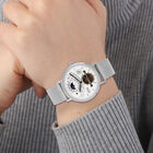 GENOA - Mondphasenuhr mit Schwungrad, Automatikwerk, weißes Ziffernblatt mit Milanese Armband im Silberton, wasserdicht image number 2