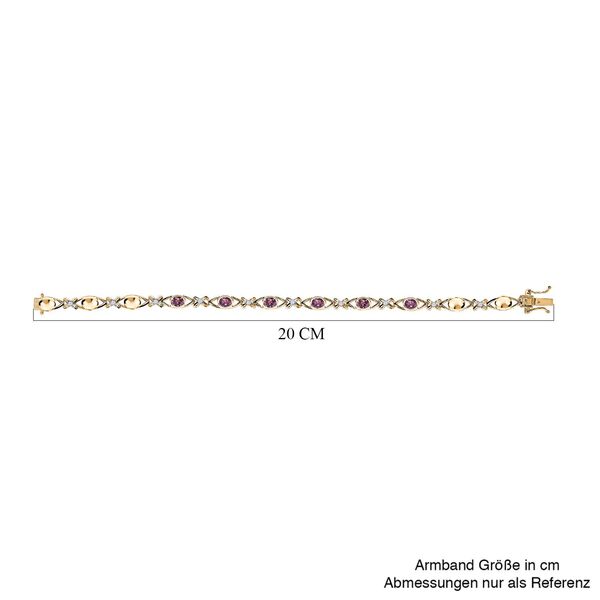 AA Nat&uuml;rliches Tansanisches Lavendel-Spinell, Wei&szlig;er Zirkon Armband ca. 19 cm 925 Silber Gelbgold Vermeil ca. 2.71 ct image number 5