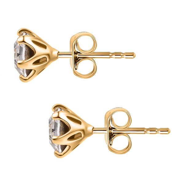 J Francis gefertigt mit Swarovski Wei&szlig;er Kristall Ohrringe 925 Silber 750 Gelbgold Vermeil image number 5