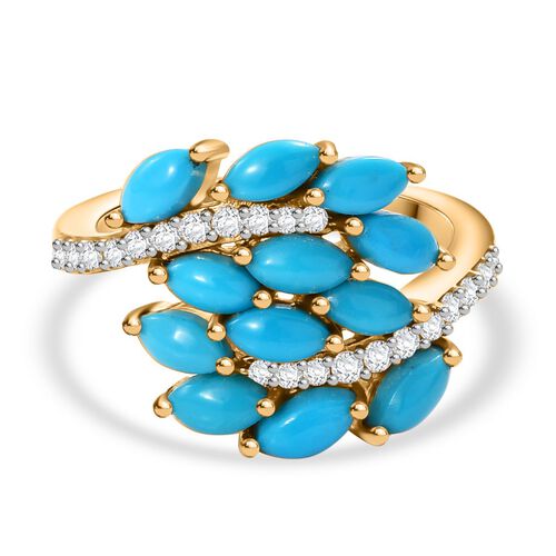 AA Amerikanischer natürlicher Sleeping Beauty Türkis und Zirkon Ring - 2,35 ct. image number 0