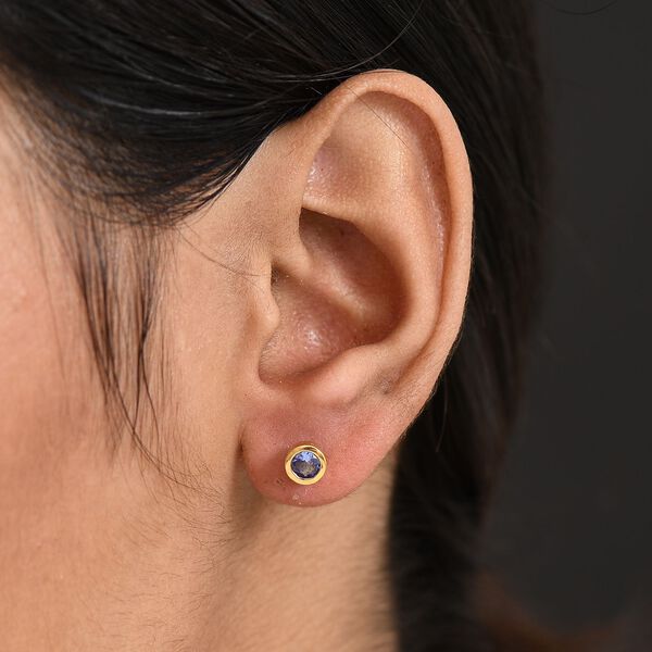 Tansanit Ohrringe, 925 Silber 750 Gelbgold Vermeil - 0,53 ct. image number 3