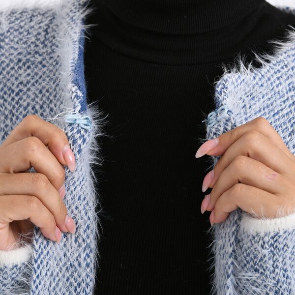 Kuschelweicher, langer Übergangs-Cardigan mit 2 Taschen, gestrickt, Himmelblau image number 4