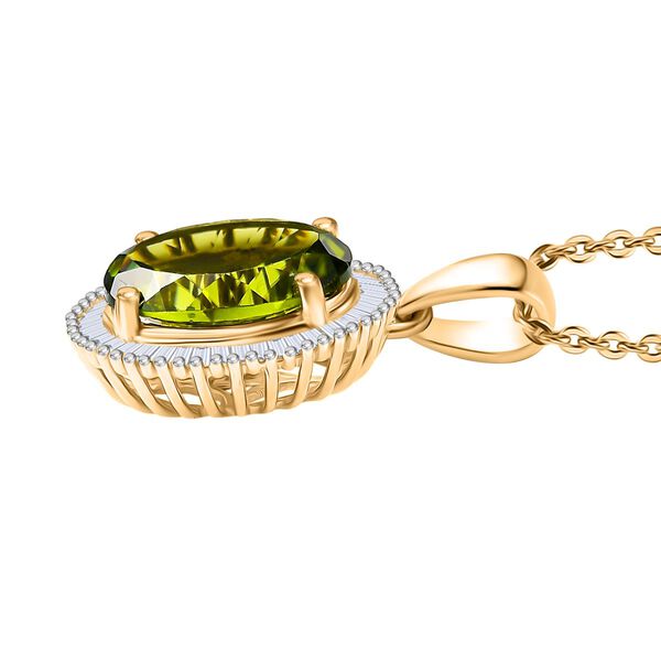 DAS GRößTE PERIDOT ANGEBOT DES JAHRES - D'Joy AAA Peridot, Weißer Diamant Schmuckset ca. 50 cm 925 Silber 750 Gelbgold Vermeil ca. 5.36 ct image number 3