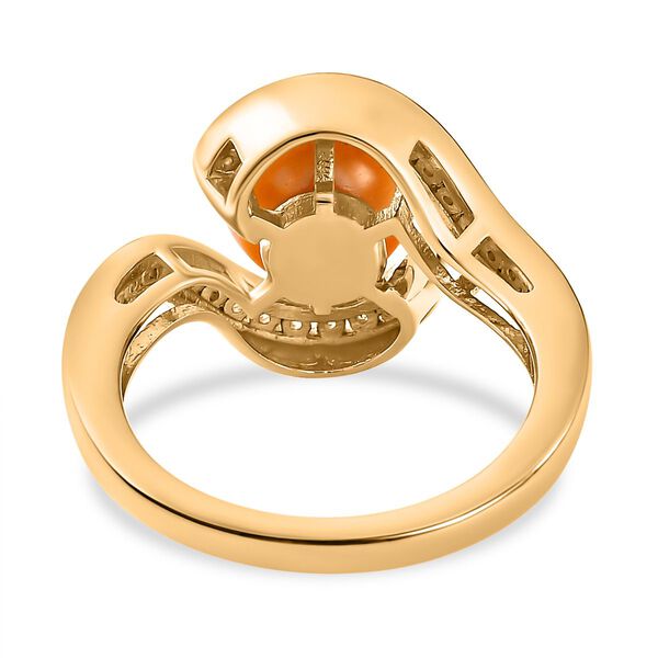 Goldene S&uuml;dsee Perle, Moissanit Ring, (9-11mm), 925 Silber Gelbgold Vermeil ca. 0.56 ct image number 5