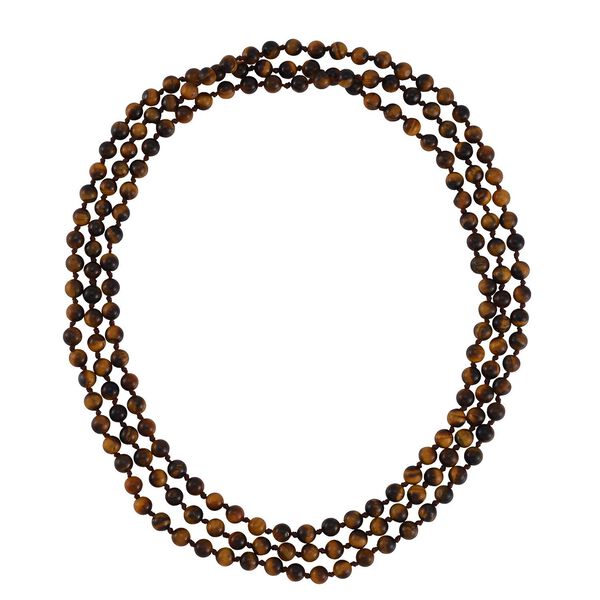Dreilagige gelbe Tigerauge-Halskette, 150cm - 384,50 ct. image number 3