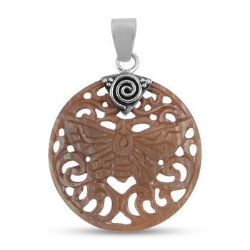 Royal Bali Kollektion - goldener Perlmutt-Anh&auml;nger, 925 Silber