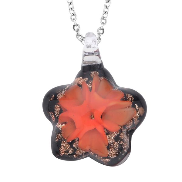 Floraler Anh&auml;nger im Murano-Stil mit 60cm Kette