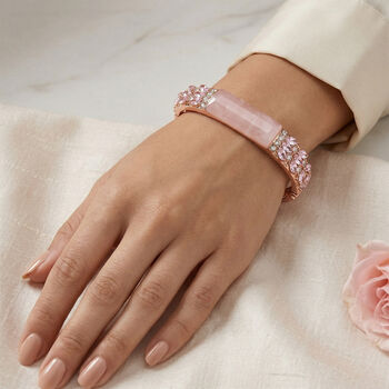 Rosenquarz, rosa Kristall Armreif, ca. 18 cm, Std Rose