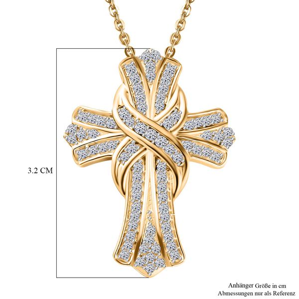 LUXURIANT VS Labor Diamant Anhänger mit 50cm Kette, 925 Silber 750 Gelbgold Vermeil - 0,51 ct. image number 6