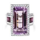 Rose De France Amethyst, Rhodolith Granat Ring 925 Silber rhodiniert (Größe 17.00) ca. 14.18 ct