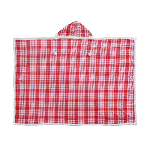 HOMESMART Karierte Hoodie-Decke, Oversize mit Sherpa Futter, 150x200cm, Rot image number 1