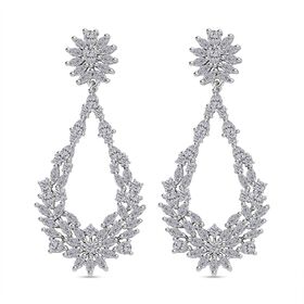 Designer weiße Zirkon-Ohrringe, ca. 4.00 ct