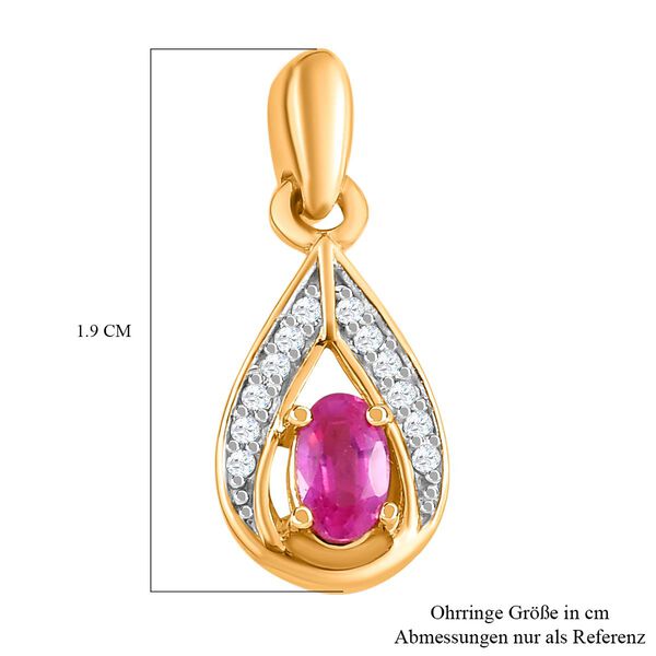 Ilakaka Rosa Saphir und Zirkon-Ohrhänger, 925 Silber vergoldet, 0,80 ct. image number 6