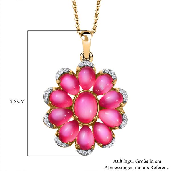 Maulbeer Mondstein und Zirkon Anhänger mit 45cm Kette - 5,62 ct. image number 5