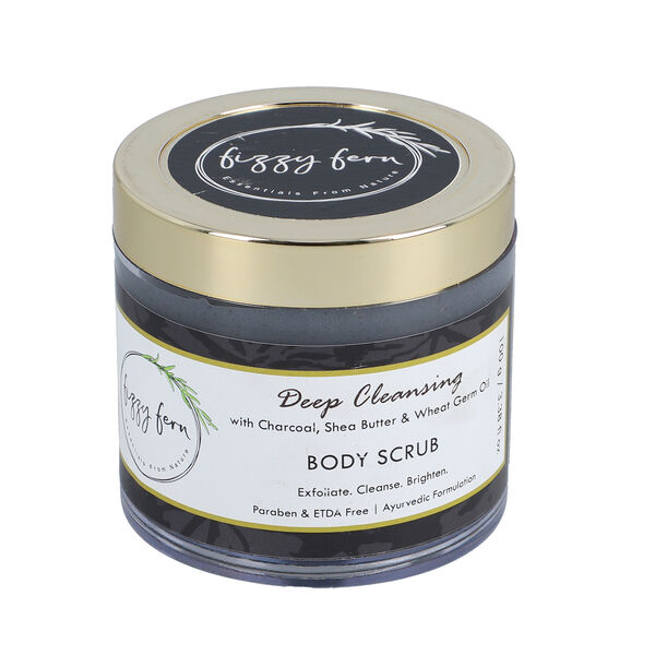 FIZZY FERN - Tiefenreinigendes K&ouml;rperpeeling mit Holzkohle, Shea Butter und Weizenkeim&ouml;l, 100g image number 3