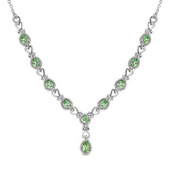 Nat&uuml;rliches Merelani Mint-Granat Collier, ca. 45 cm, 925 Silber platiniert ca. 1.82 ct