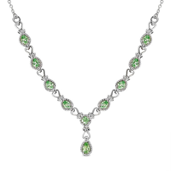 Nat&uuml;rliches Merelani Mint-Granat Collier, ca. 45 cm, 925 Silber platiniert ca. 1.82 ct