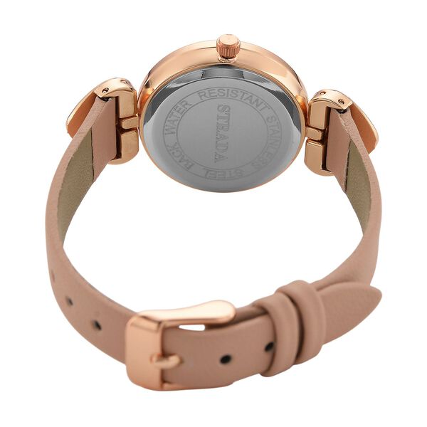 STRADA Uhr mit PC21S Japan-Uhrwerk, Edelstahl-Mesh-Armband, Roségoldfarben mit Kristallzifferblatt,, Rosa image number 6