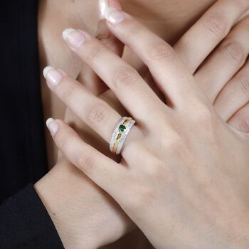 Zweifarbiger nat&uuml;rlicher Chromdiopsid-Ring - 0,29 ct.