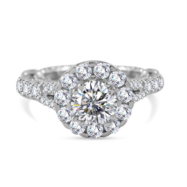 LUSTRO STELLA -Wei&szlig;er Zirkonia Ring 925 Silber rhodiniert (Gr&ouml;&szlig;e 20.00)