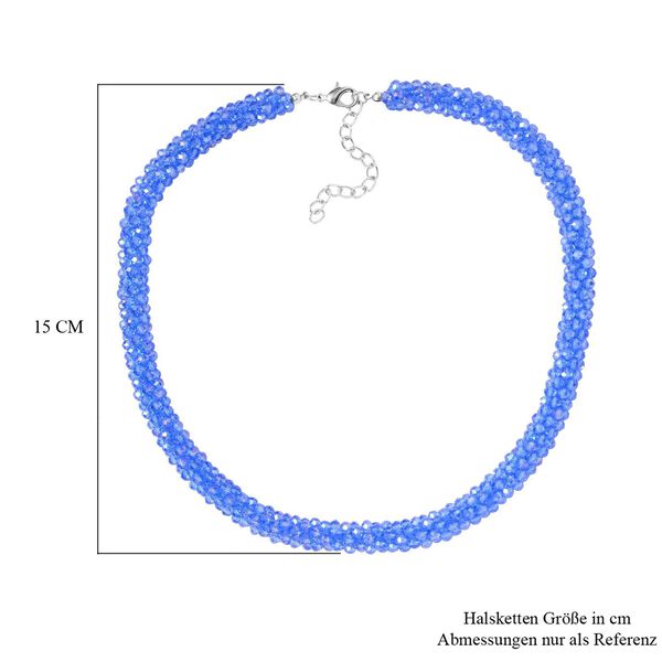 Blaue Kristallperlen-Halskette, ca. 50 cm+ 5 cm Extender image number 5