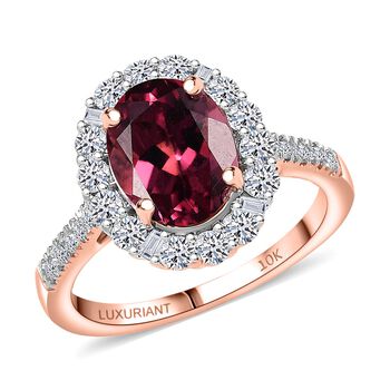 LUXURIANT AAA Rosa Granat und Labor Diamant Ring in 417 Ros&eacute;gold - 3,67 ct.