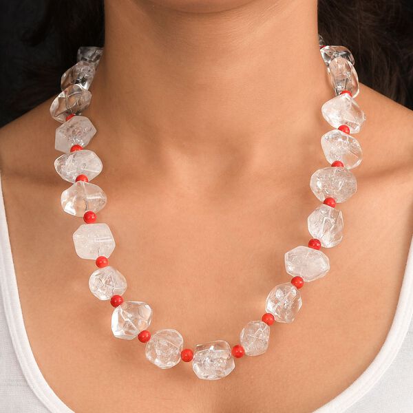 Kristall, Koralle Halskette ca. 50 cm mit 2.5 cm extender, Nickelfreies Messing platiniert image number 3