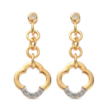 Diamant-Ohrringe, 925 Silber Gelbgold Vermeil ca. 0,15 ct