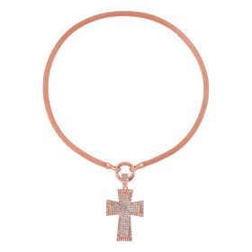 Kreuz Weiße Kristall Halskette ca. 50 cm