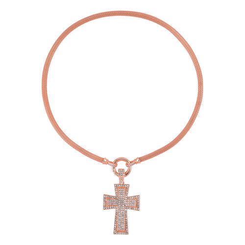 Kreuz Weiße Kristall Halskette ca. 50 cm image number 0