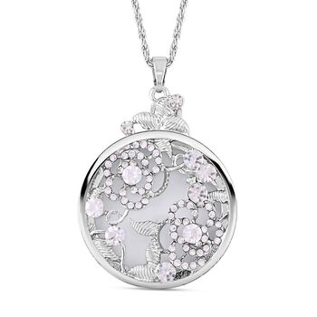 2 -und-1 Lupe und Walflosse mit floralen Wei&szlig;er Kristall Anh&auml;nger mit Kette ca. 61 cm + 5 cm Extender, Glas, Silberfarben