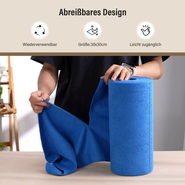 Mikrofaser Reinigungst&uuml;cher, Rolle, 30 St&uuml;ck, dunkelblau image number 3