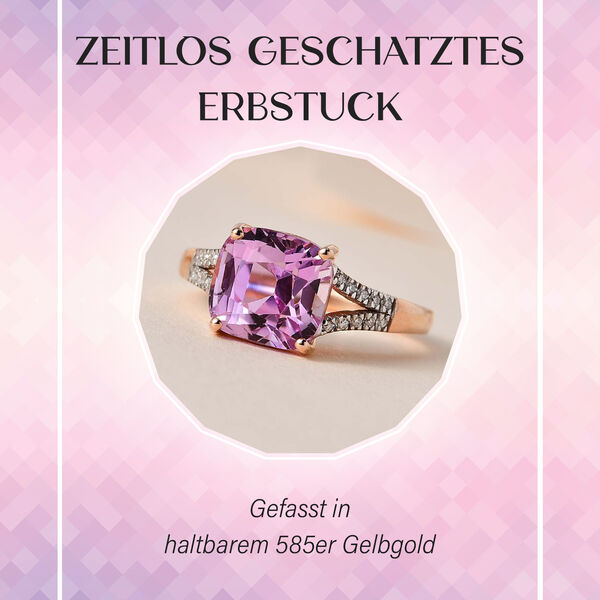 AAA Patroke Kunzit und Diamant Ring in 585 Gold - 4,68 ct. image number 2