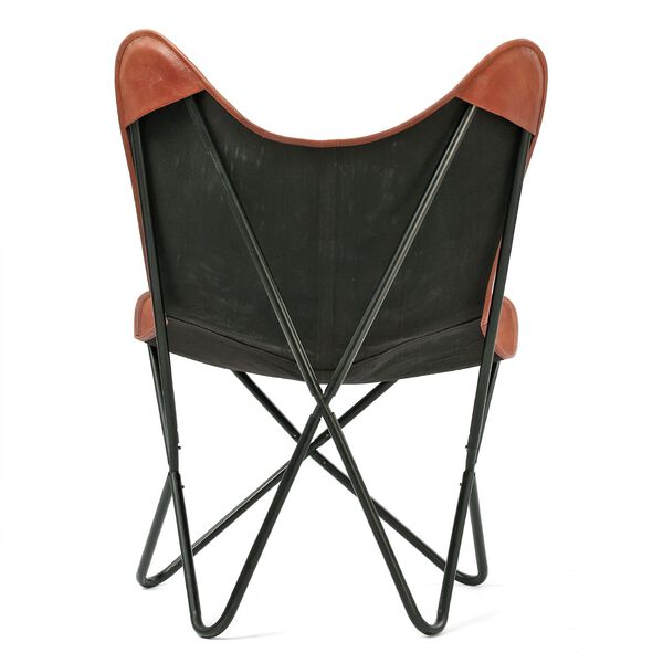 Zusammenklappbarer Butterfly-Sessel aus Echtleder, 92cm, Hellbraun image number 7