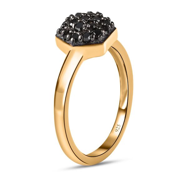 Schwarzer Diamant Ring 925 Silber Gelbgold Vermeil (Gr&ouml;&szlig;e 16.00) ca. 0,20 ct image number 5