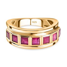Afrikanischer Rubin (Fissure gefüllt) Ring, 925 Silber vergoldet, (Größe 18.00), ca. 1.97 ct