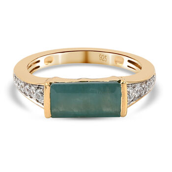 Grandidierit und Zirkon-Ring, 925 Silber Gelbgold Vermeil (Gr&ouml;&szlig;e 16.00) ca. 1,85 ct