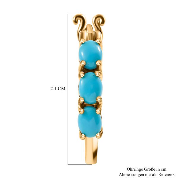 AA Amerikanische nat&uuml;rliche Sleeping Beauty T&uuml;rkis Ohrringe, 925 Silber 750 Gelbgold Vermeil ca. 1.12 ct image number 6