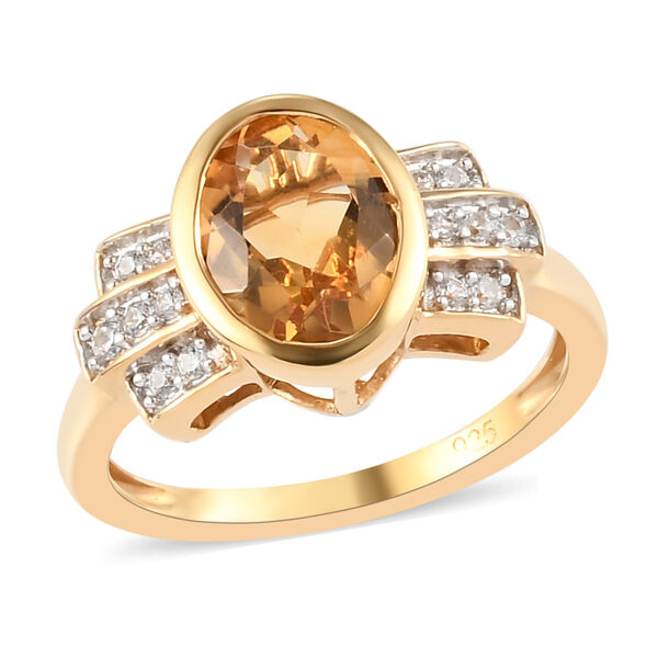 Citrin und Zirkon Ring 925 Silber vergoldet image number 4
