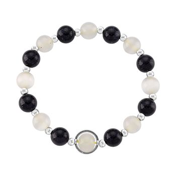 Blauer Sandstein, Erstellt wei&szlig;es Katzenaugen Schmuckset ca. 175.00 ct