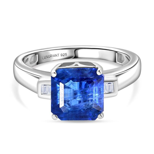 LUXURIANT AA Nat&uuml;rlicher Kaschmir Kyanit und Labor Diamant Ring - 3,15 ct.