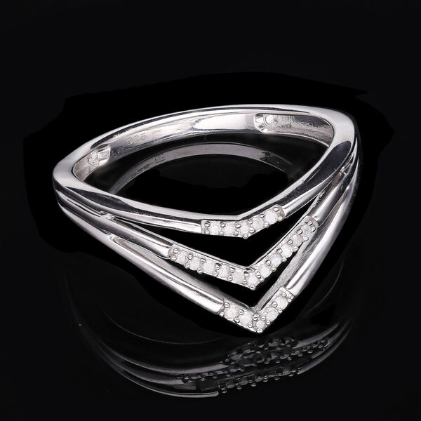 Weißer Diamant Ring, 925 Silber platiniert (Größe 21.00) ca. 0.10 ct image number 2